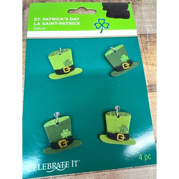 St. Patricks Day Decorative Clothespins & Leprechaun Hat Decor Bundle - Picture 2 of 4
